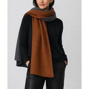 Theory Women’s Cashmere Stole Scarf Double Sided Brown Gray 74”x16”